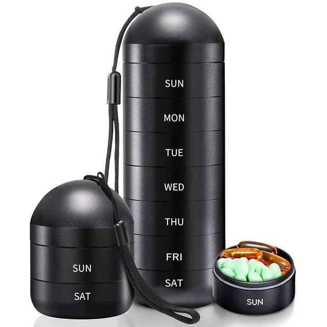 Portable travel metal pill storage box, 7-day daily pill box