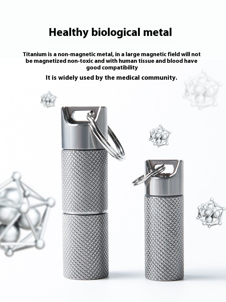 Titanium alloy pill bottle jewelry keychain pill case