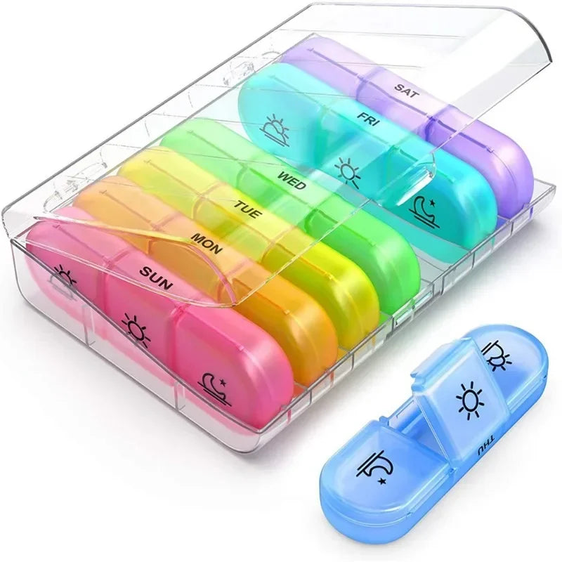Complete set of 7-day pill storage box 21 compartments 3 times a day