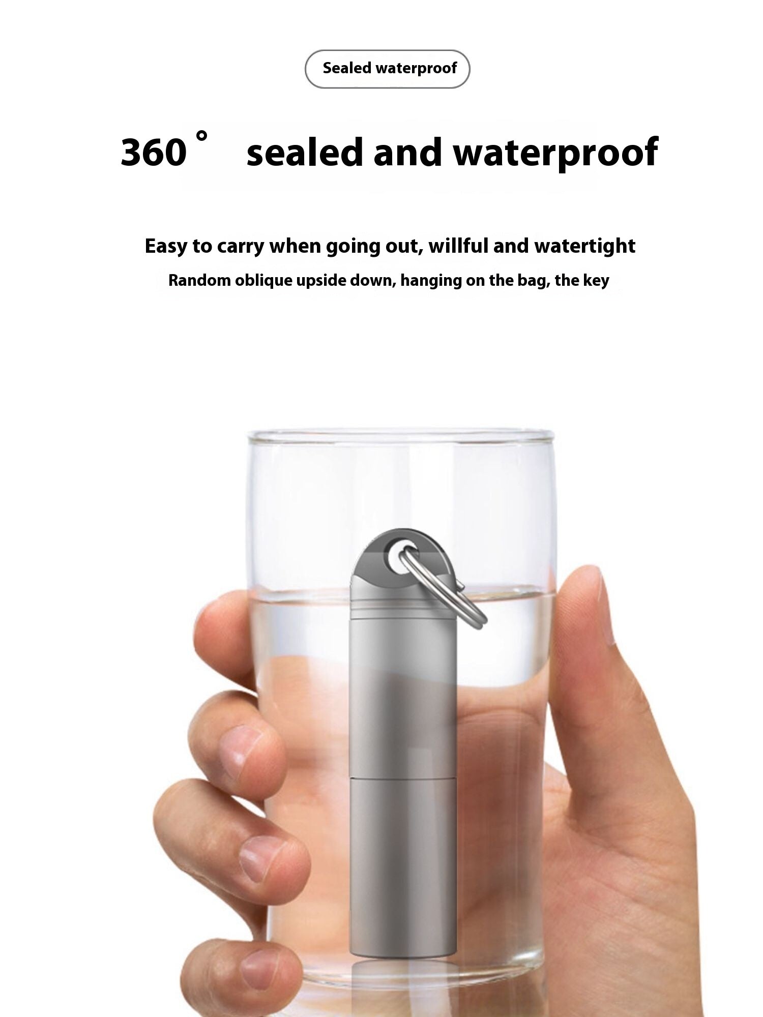Pure titanium pill box Portable small pill bottle Keychain pill box