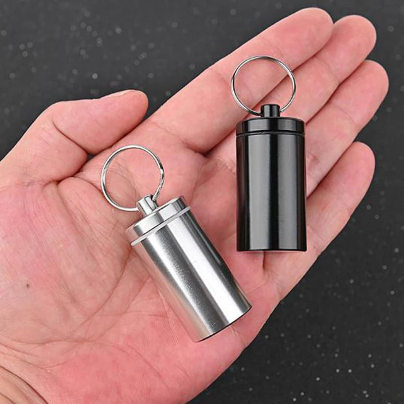 Waterproof Aluminum Alloy Pill Box Keychain Large Size