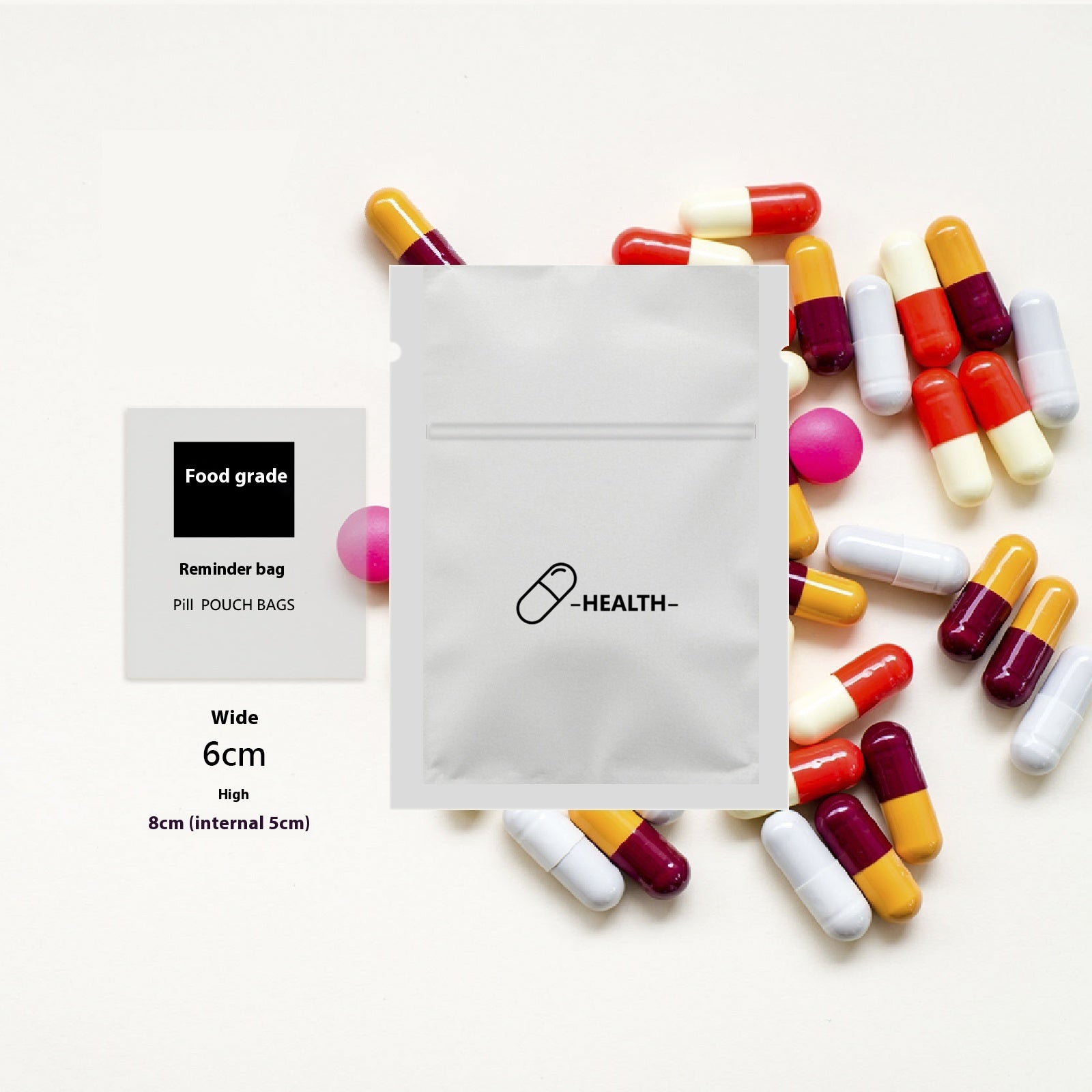 Portable aluminum foil pill bag, self-sealing pill bag