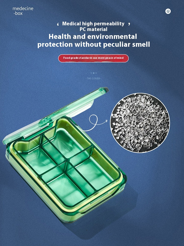 Pill splitter and pill box combination, portable sealed pill case