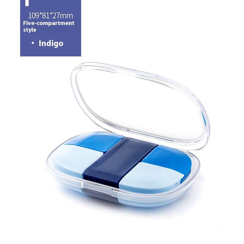 Mini portable 7-day pill box 4 partitions 5 partitions pill box