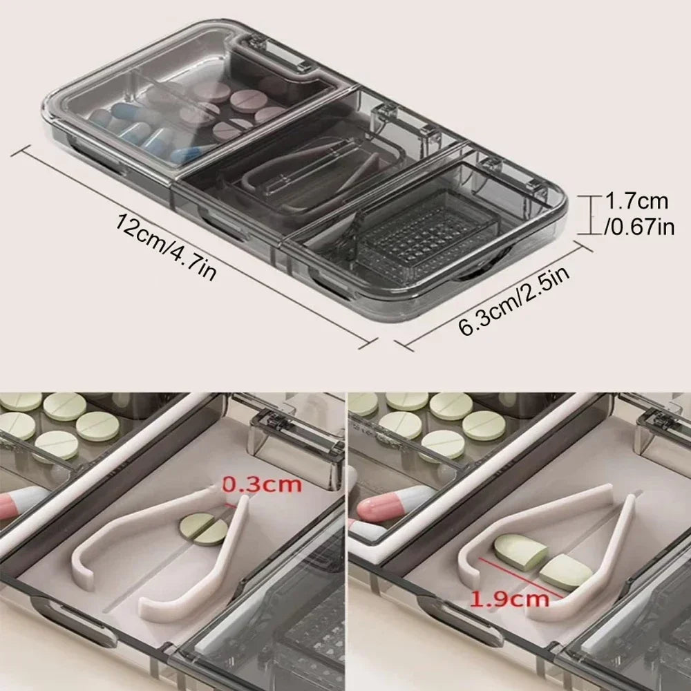 3 in 1 Pill Cutter Pills Splitter with Cutter & Storage & Grind, Sharp Stainless Steel Blade for Cutting Pill, Vitamin, Tablets