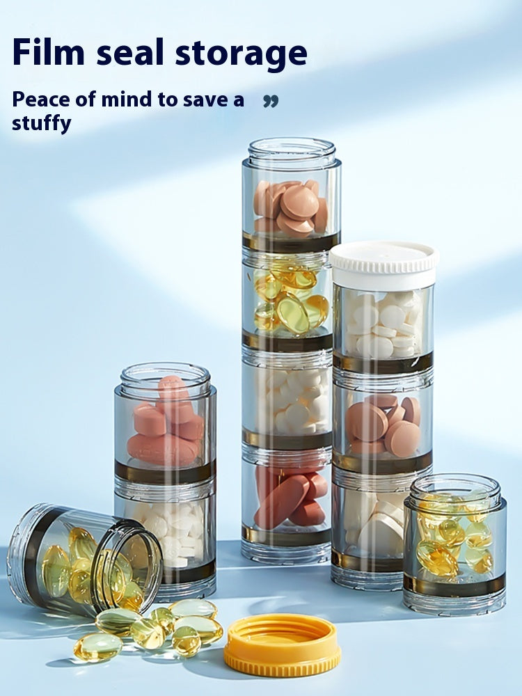 Sealed Portable Large-Capacity Pill Box, Seven-Day Pill Bottle Combination, One-Week Pill Case Set