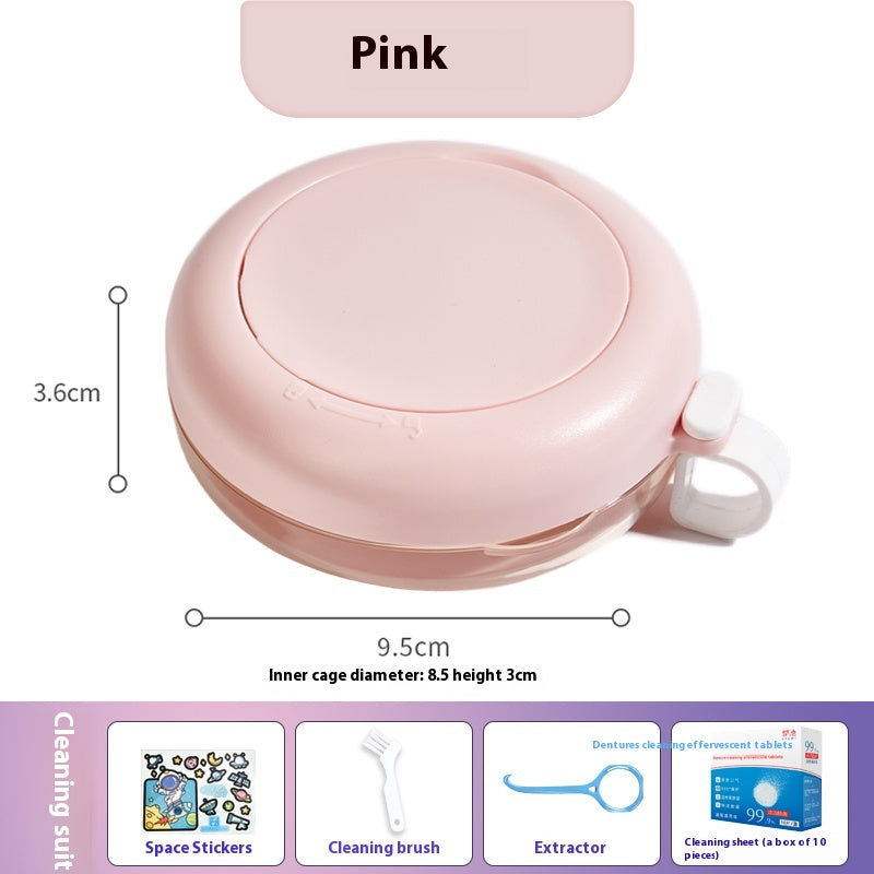 Portable braces box with magnetic mirror and lanyard