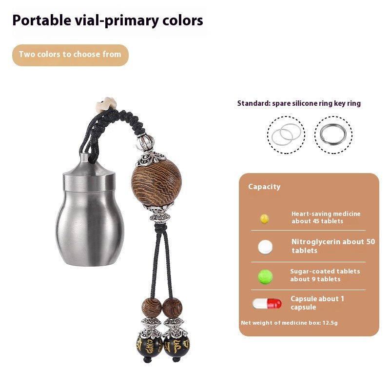 Portable Small Medicine Bottle, Heart-Saving Pill Bottle, Titanium Alloy Portable Medicine Bottle