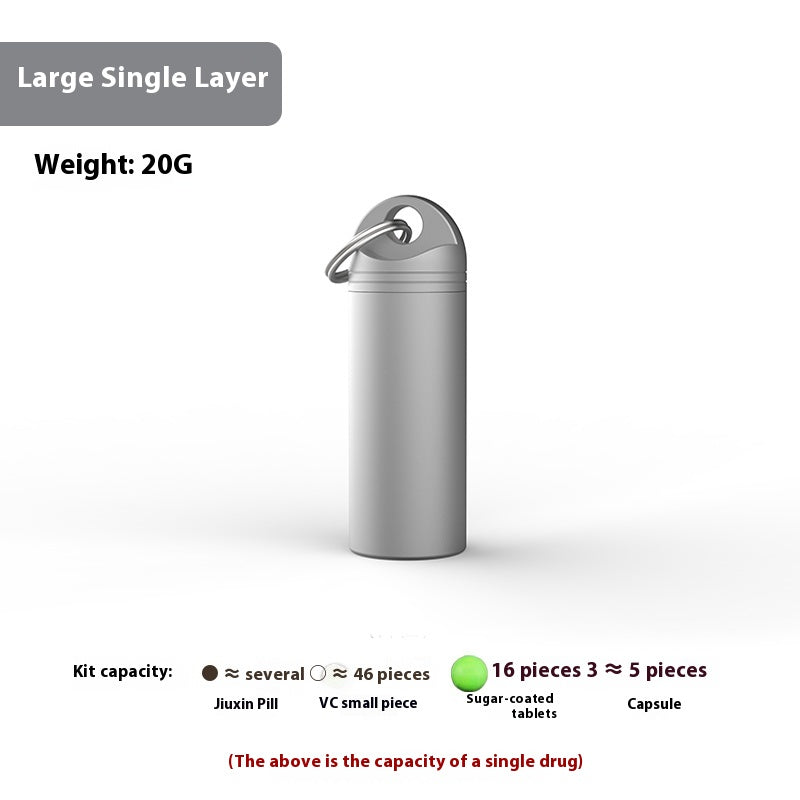 Pure titanium pill box Portable small pill bottle Keychain pill box