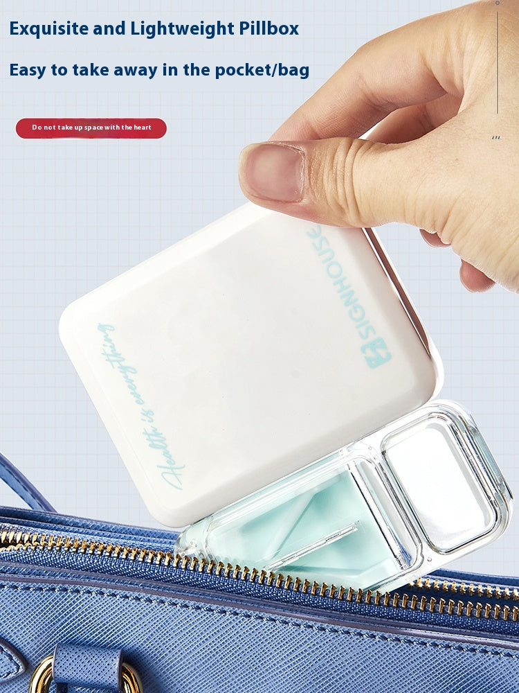 Pill splitter and pill box combination, portable sealed pill case