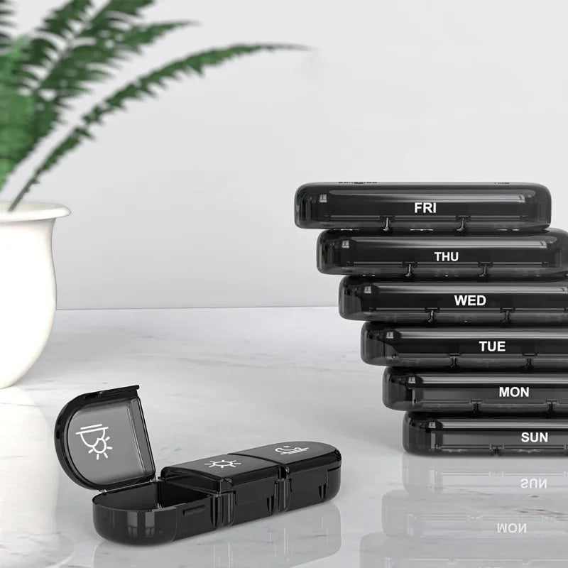 21 compartments weekly pill storage box, 7-day pill box, 3 daily pill case with storage bag