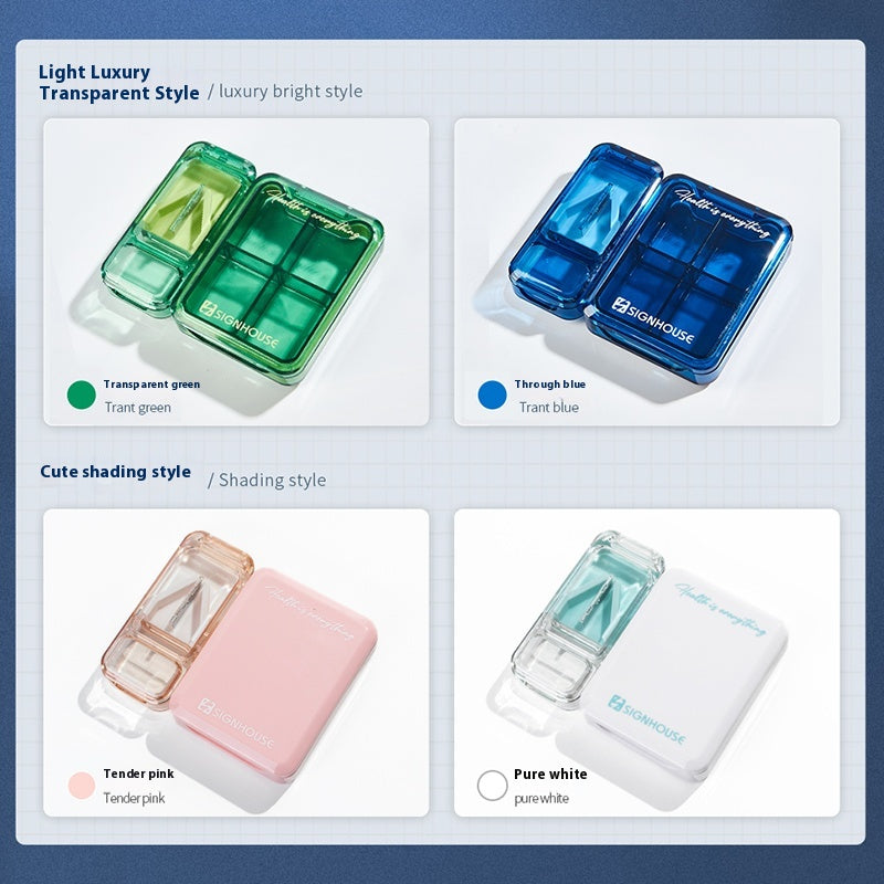 Pill splitter and pill box combination, portable sealed pill case