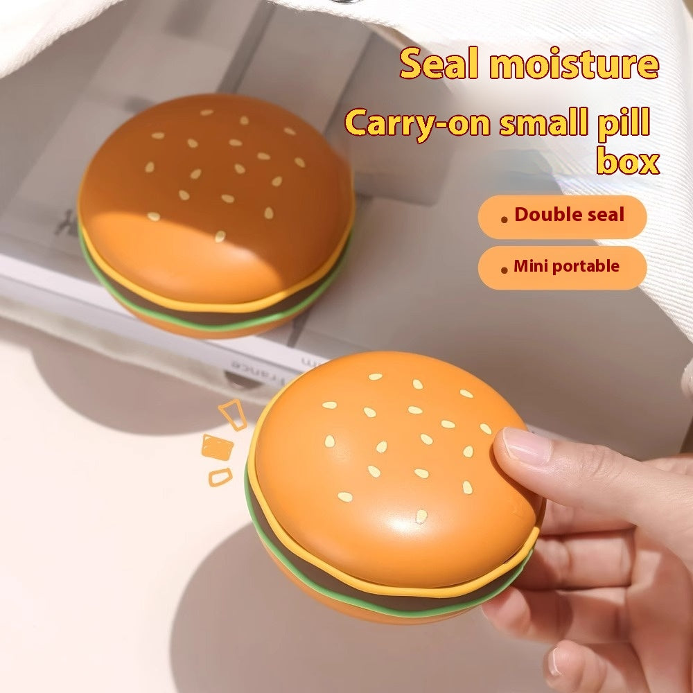Hamburger shaped pill box, portable pill case, pill box for three meals a day
