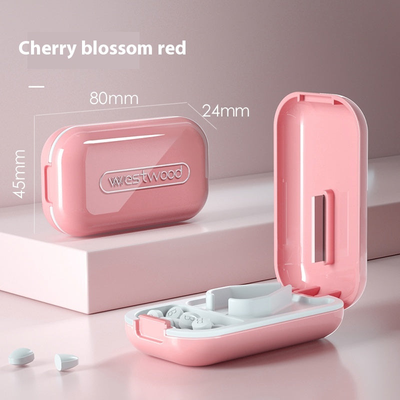 Pill splitter pill box 1 compartment pill box