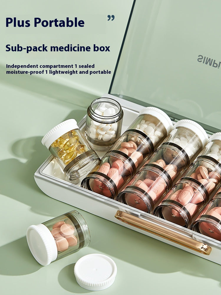 Sealed Portable Large-Capacity Pill Box, Seven-Day Pill Bottle Combination, One-Week Pill Case Set