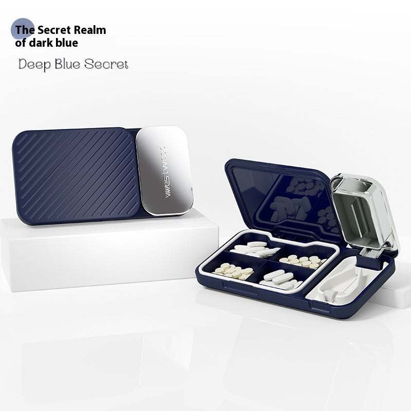 Business style pill splitter pill box combination Business pill case