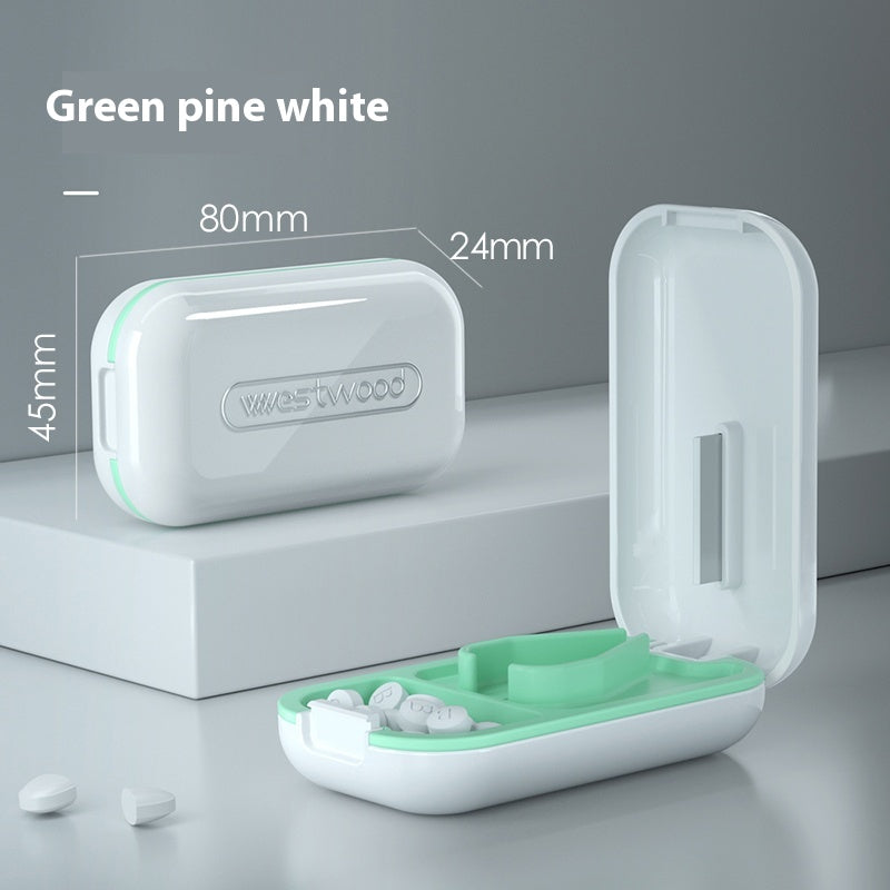 Pill splitter pill box 1 compartment pill box