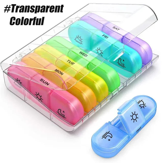 Weekly pill organizer, 3 times a day, 7 day pill case