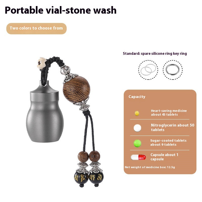 Portable Small Medicine Bottle, Heart-Saving Pill Bottle, Titanium Alloy Portable Medicine Bottle