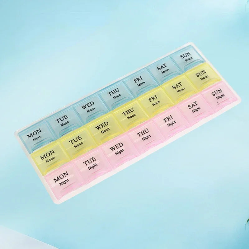 Portable travel pill box 7 day pill box 3 times a day Pill case morning, noon and night