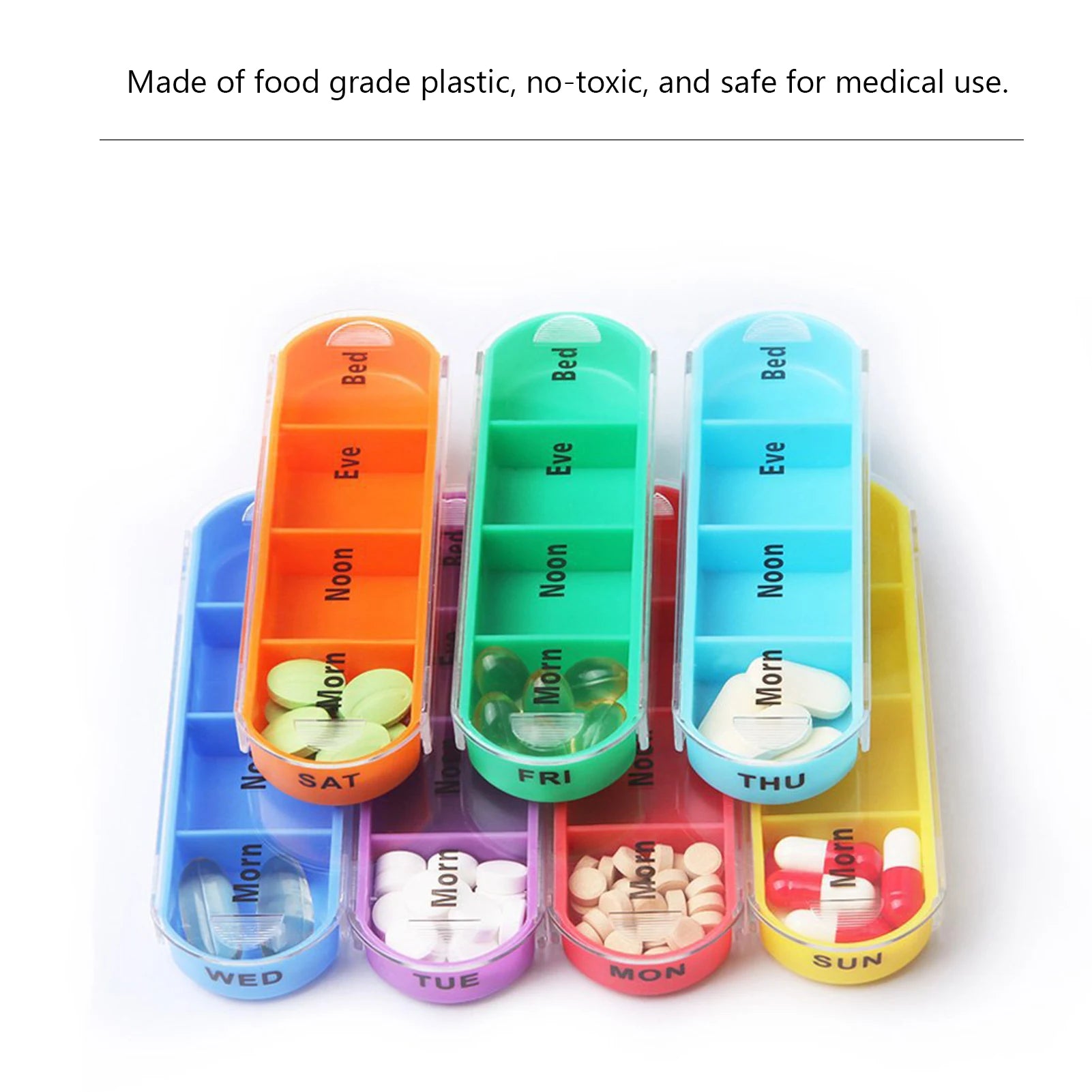 Portable weekly pill box, includes organizer