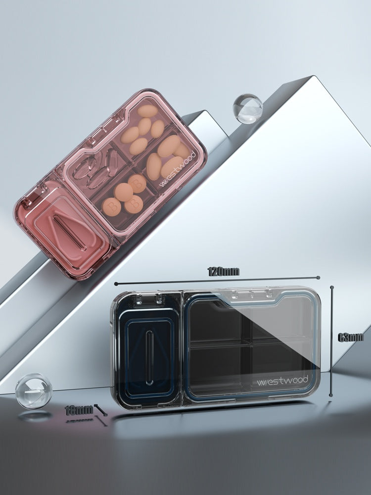 Pill Splitter Pill Box Set 4 Partition Pill Box