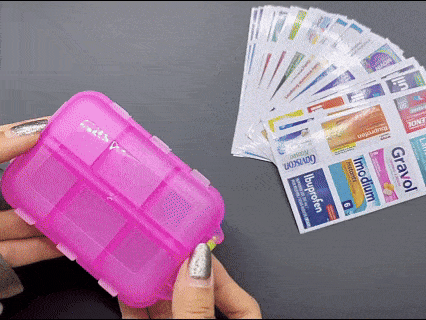 Travel Pill Box 10 Compartment Storage Box with Labels