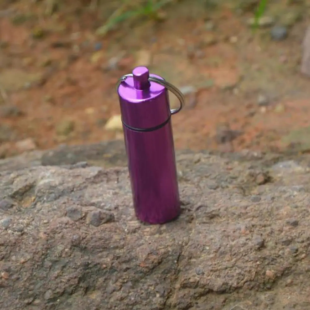 Mini pill box keychain aluminum alloy waterproof pill case right angle