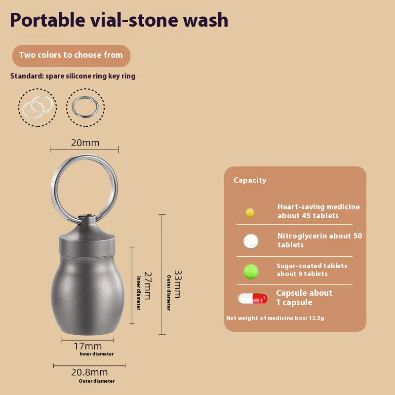 Portable Small Medicine Bottle, Heart-Saving Pill Bottle, Titanium Alloy Portable Medicine Bottle