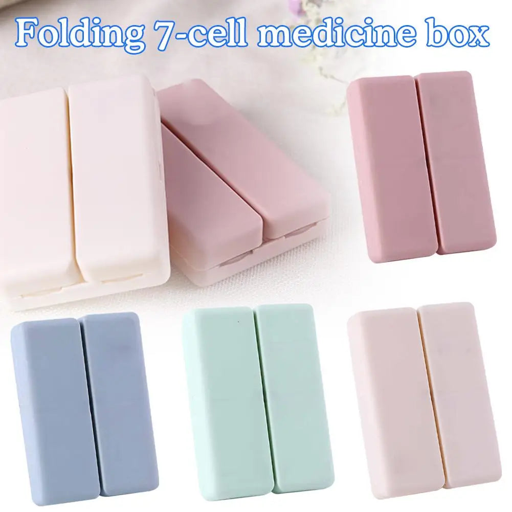 Foldable pill storage box, magnetic lid, 7-day pill box Daily pill case