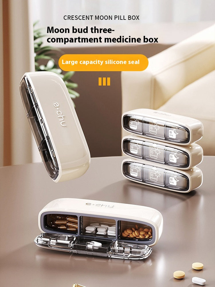 Portable pill box for three meals a day Crescent shape pill case