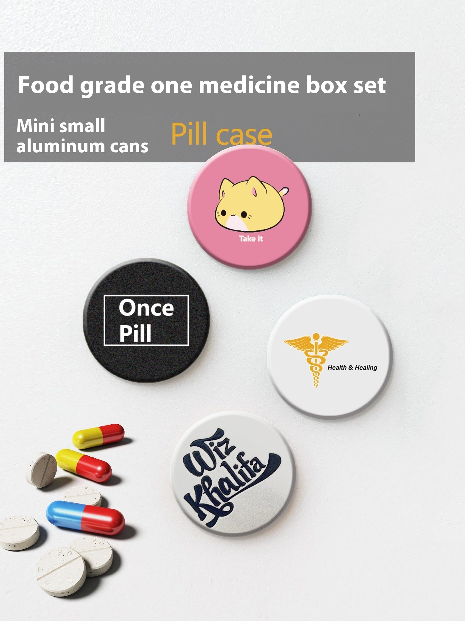 Mini portable pill box, aluminum alloy pill box 6 pieces