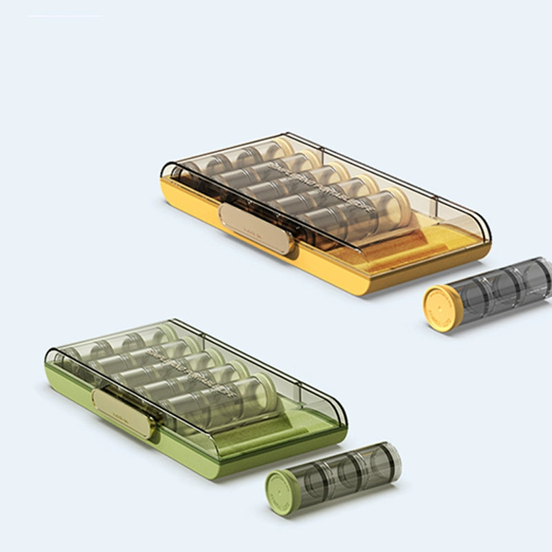 Sealed Portable Large-Capacity Pill Box, Seven-Day Pill Bottle Combination, One-Week Pill Case Set