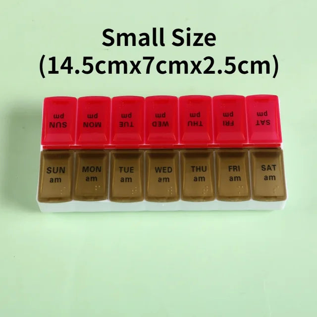 New weekly portable travel pill box 7 days 14 compartments AM and PM pill case