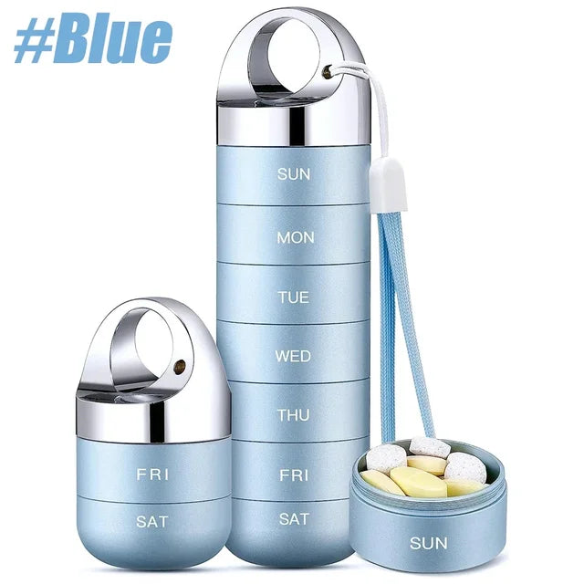 Portable travel metal pill storage box, 7-day daily pill box