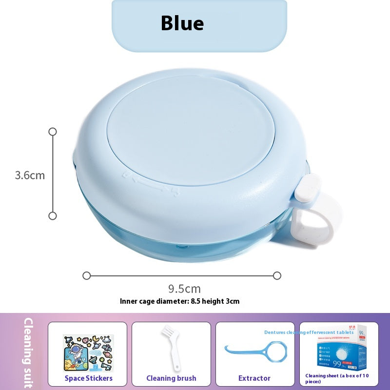 Portable braces box with magnetic mirror and lanyard