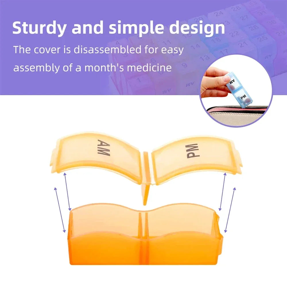 Monthly Pill Organizer, 2 Daily, AM/PM, 30 Day Pill Box