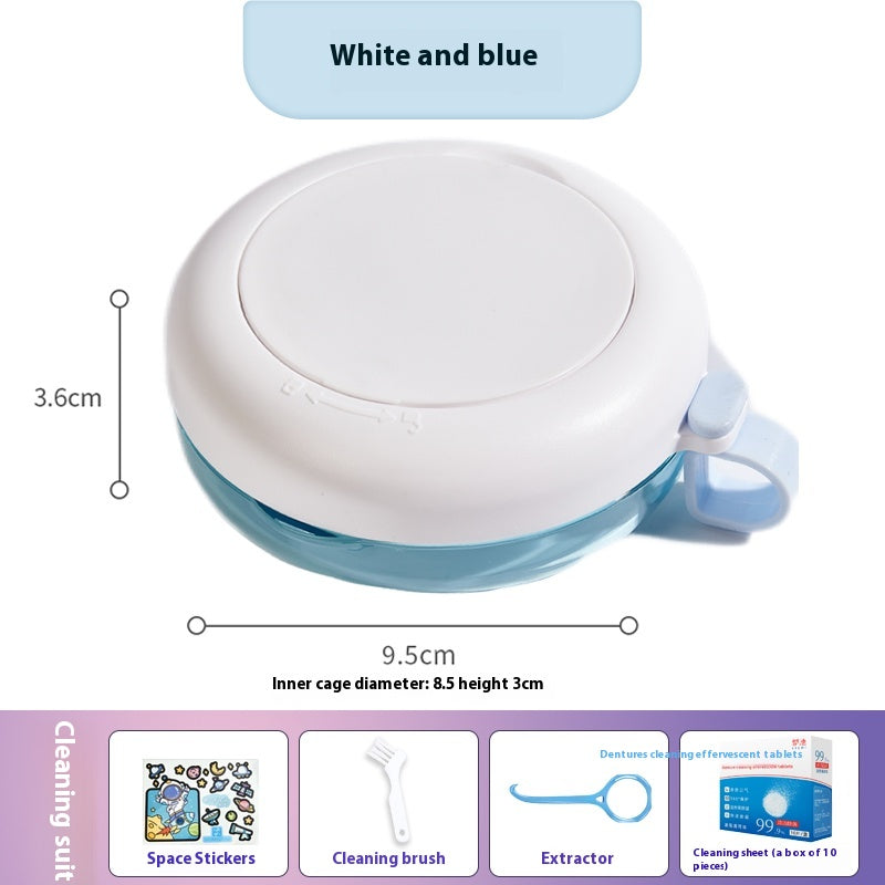 Portable braces box with magnetic mirror and lanyard