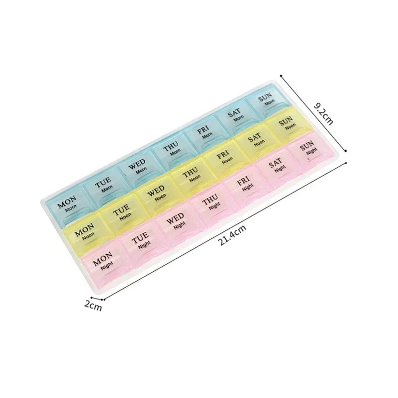 Portable travel pill box 7 day pill box 3 times a day Pill case morning, noon and night