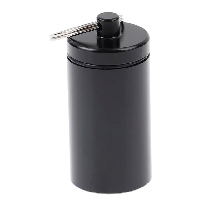 Waterproof Aluminum Alloy Pill Box Keychain Large Size