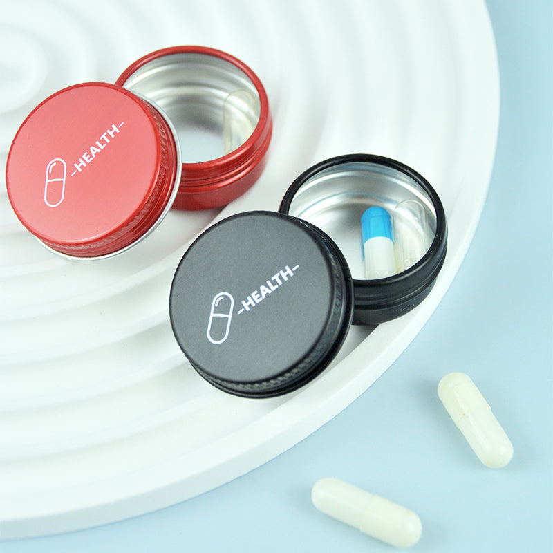 Mini portable pill case, aluminum alloy pill box