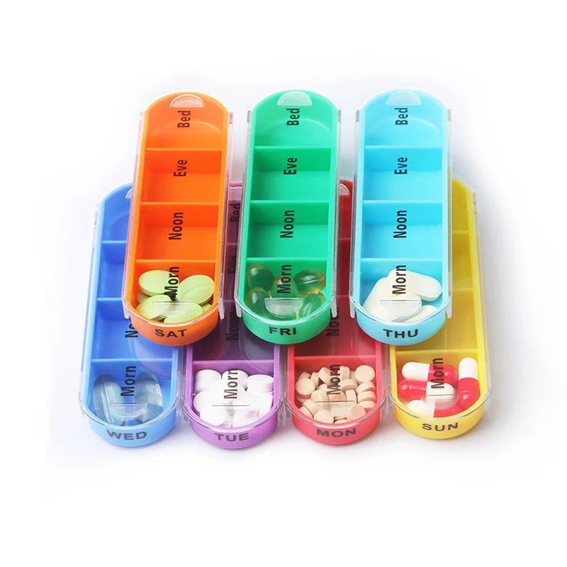 Portable drawer with four daily pill boxes, 7 days a week