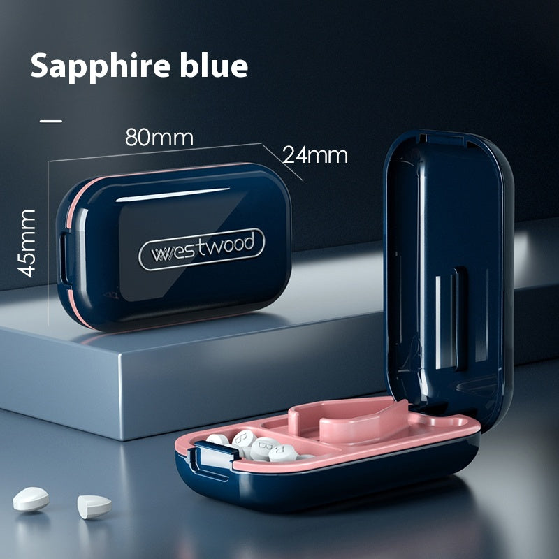 Pill splitter pill box 1 compartment pill box