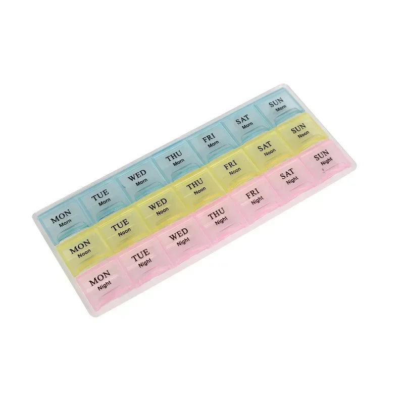 Portable travel pill box 7 day pill box 3 times a day Pill case morning, noon and night