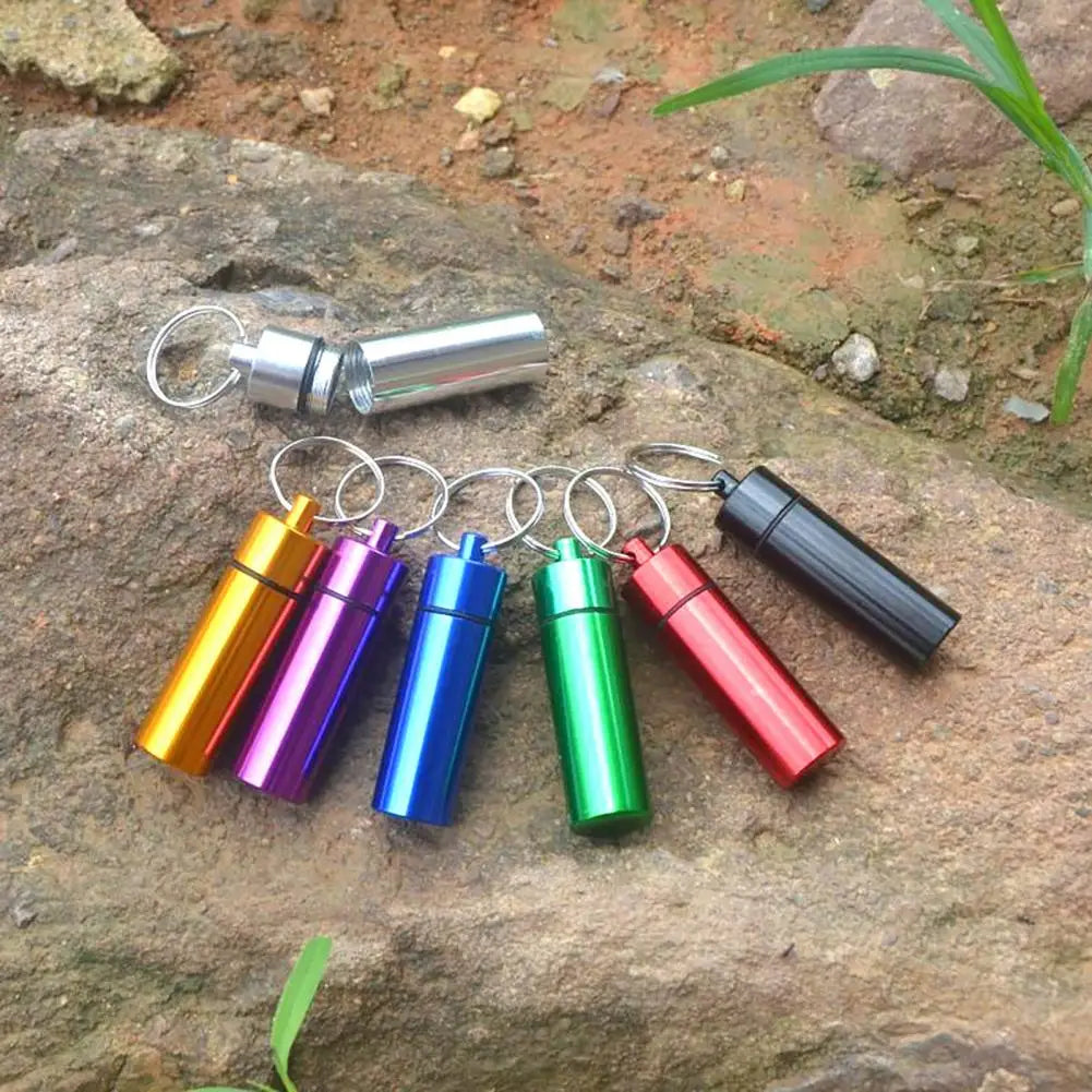 Mini pill box keychain aluminum alloy waterproof pill case right angle