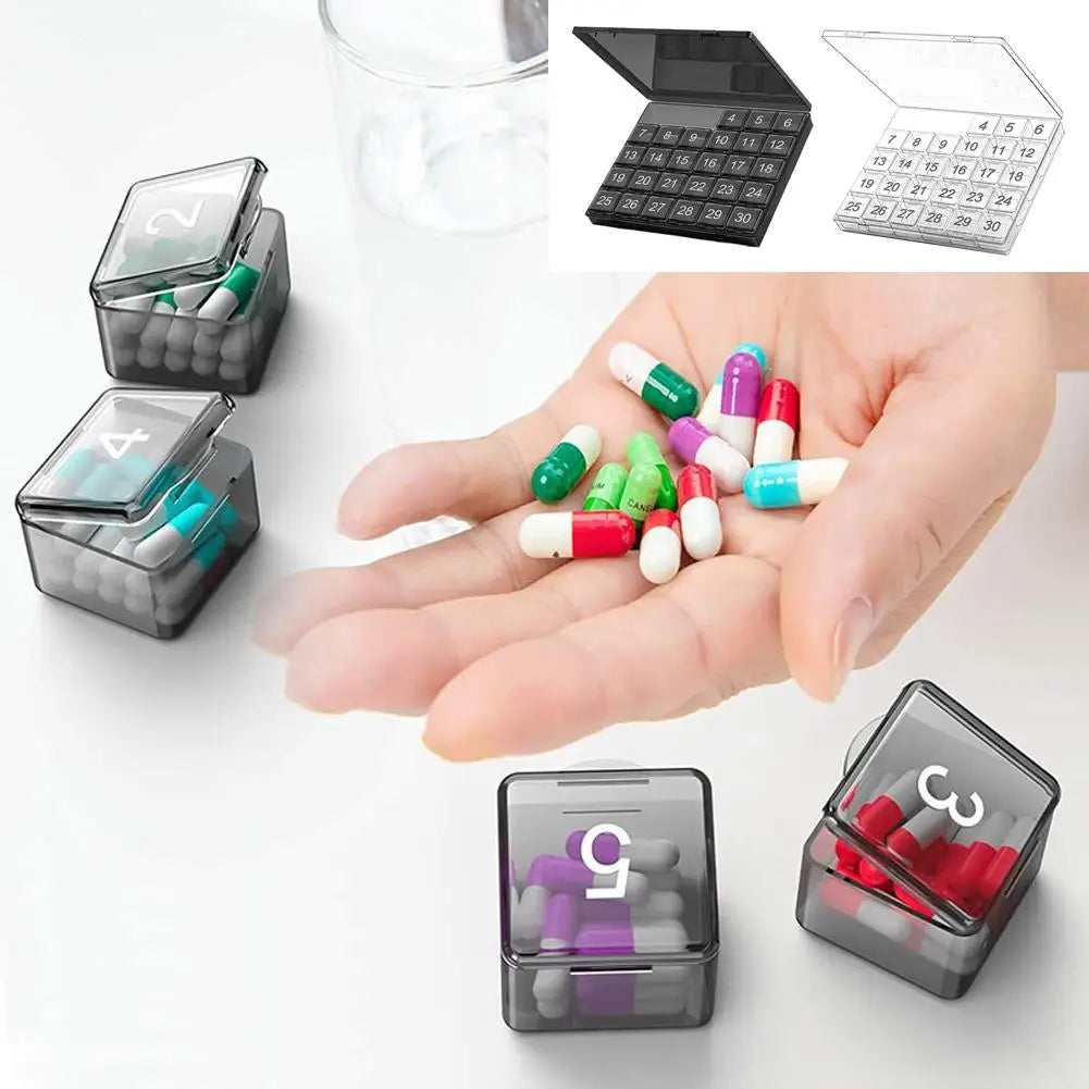 Monthly Pill Organizer, Daily Pill Case, 30 Day Pill Case