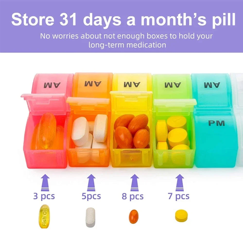 Monthly Pill Organizer, 2 Daily, AM/PM, 30 Day Pill Box