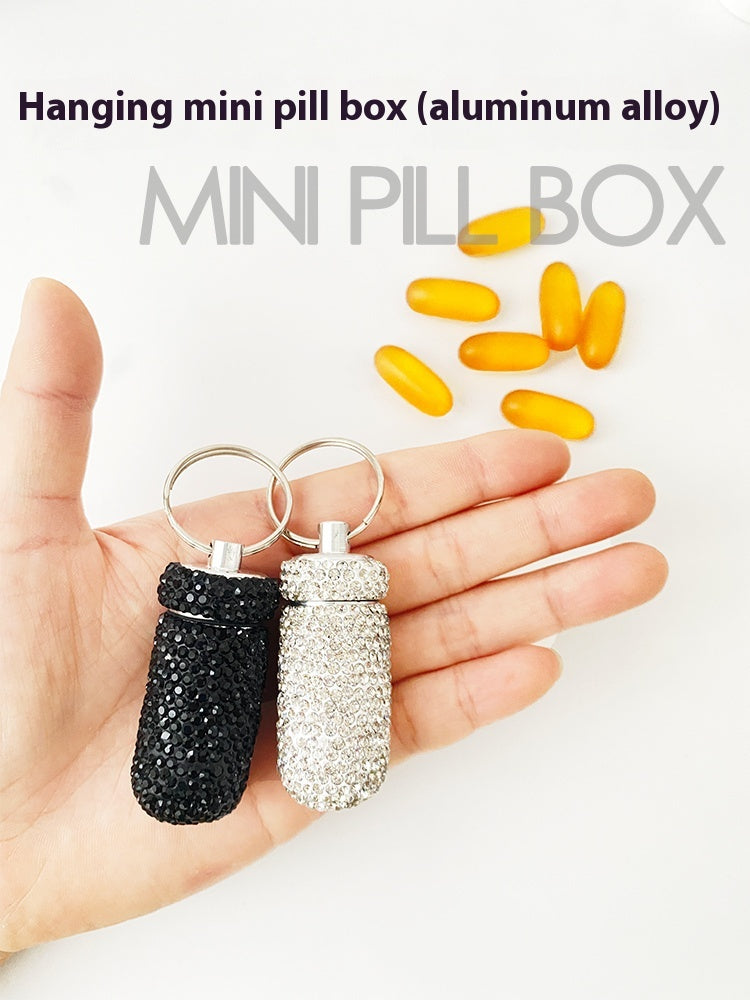 Handmade Colored Diamond Mini Pill Box Key Pill Box Necklace Pill Bottle