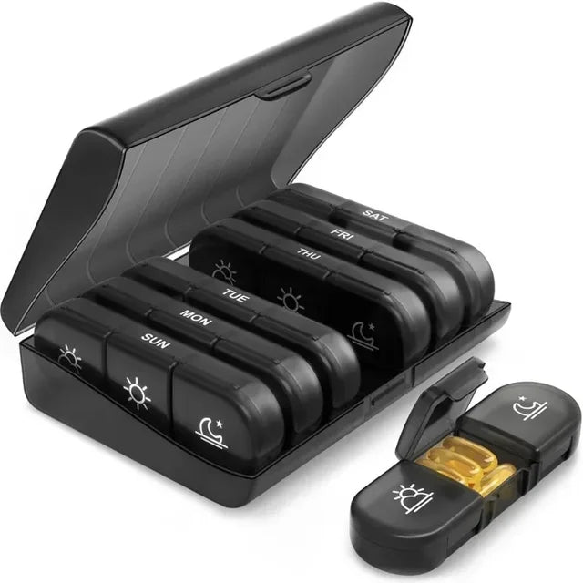 Complete set of 7-day pill storage box 21 compartments 3 times a day