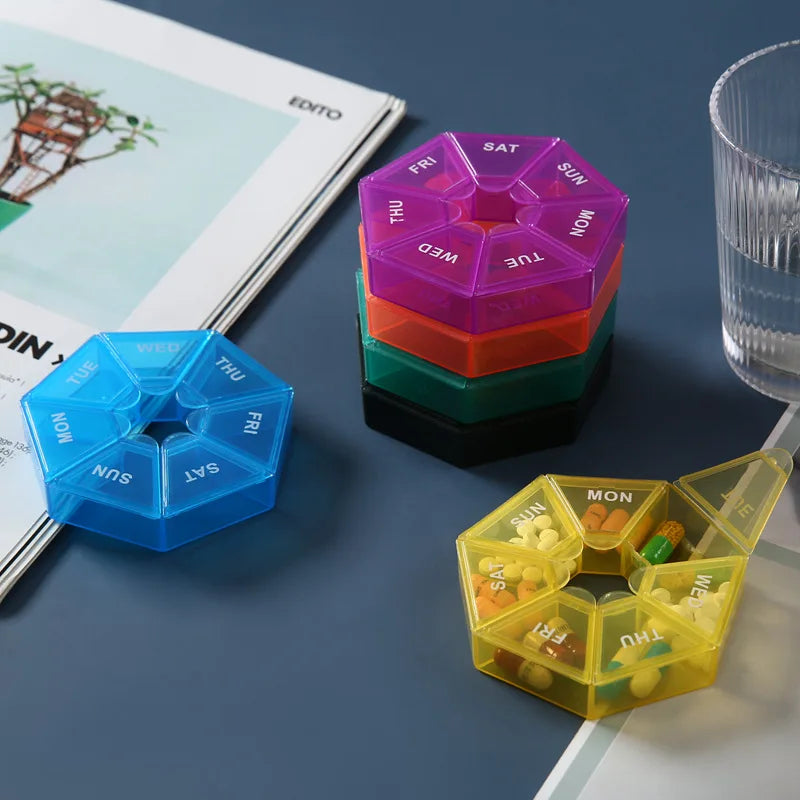 7-partition 7-day pill storage box small size